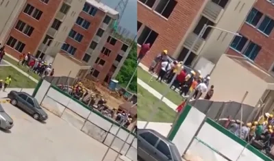 Lugar donde cayó el albañil. 