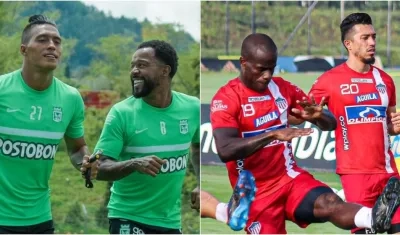 Jugadores de Atlético Nacional y Junior. 