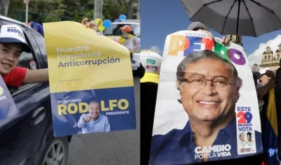 Afiches de Rodolfo Hernández y Gustavo Petro.