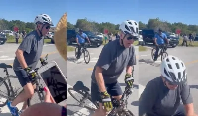 El presidente Biden segundos antes de la caída