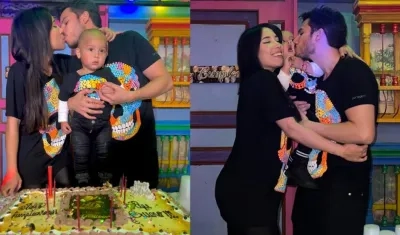Luisa Fernanda W y Pipe Bueno con Máximo en su cumpleaños