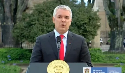 El Presidente Iván Duque anunciando el levantamiento de la emergencia sanitaria.