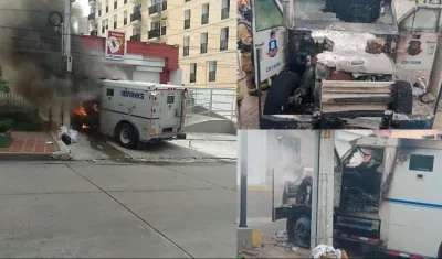 Momento del incendio y cómo quedó el vehículo. 