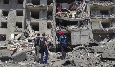 Uno de los edificios bombardeados.