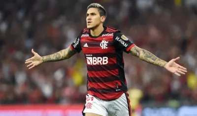 El atacante Pedro celebrando uno de los cuatros goles que le hizo a Deportes Tolima.