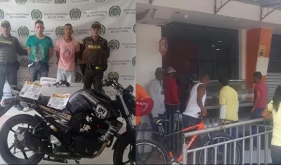 Los dos capturados y el lugar donde fue baleada la mujer. 