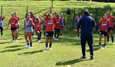 Jugadoras de Colombia en un entrenamiento. 