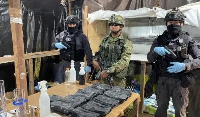 Laboratorio de cocaína desmantelado en Tumaco.