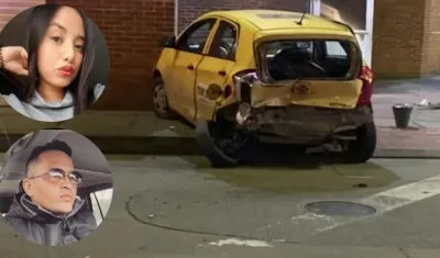 Estado en que quedó el taxi en el que iba Karen Molina (fallecida) tras ser embestido por la camioneta en la que iba el artista Fredy Burbano.