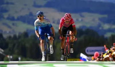 Momento de la victoria de Magnus Cort Nielsen. 