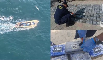 Droga hallada en la lancha que circulaba por el Mar Caribe. 