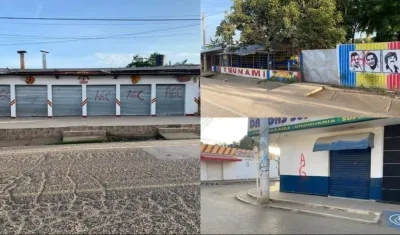Varios negocios aparecieron con los grafitis en Plato, Magdalena. 