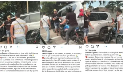 El acordeonero publicó en sus redes sociales el momento en que fue atracado. 