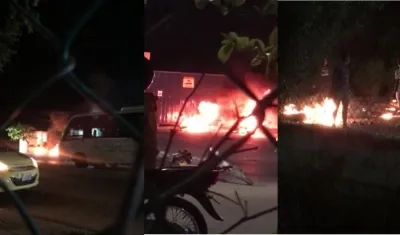 Quema de llantas a la salida de Riohacha hacia Maicao.