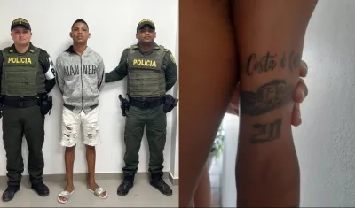 Kenner Andrés Palma y el tatuaje alusivo a 'Los Costeños'. 