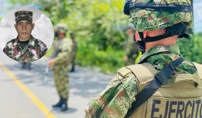Los operativos de las fuerzas militares se intensificaron. En el recuadro, foto de Blas Andrés Soto Carrascal, el soldado muerto.
