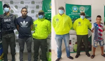 Antonio Eduardo Álvarez Martínez, alias ‘Dote’,y Yair José Payares Contreras, alias ‘El enano’, presuntos sicarios del 'Clan del Golfo'.