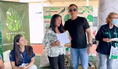 El Director de Barranquilla Verde, Henry Cáceres, durante el acto.