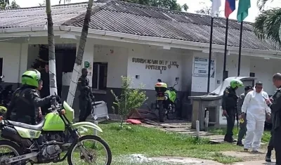 Sede policial en Potrerito, Jamundí, Valle del Cauca, donde se produjo el ataque.
