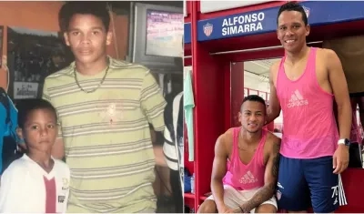 La foto cuando Haydar era hincha y ahora que es compañero. 