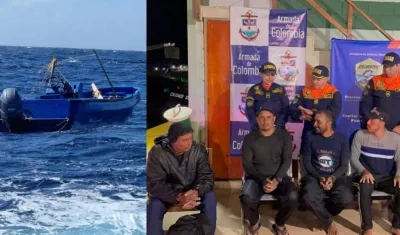 Los cuatro pescadores rescatados.