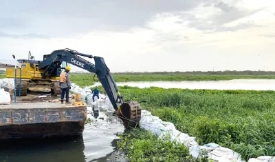 Trabajos en la zona próxima a la bocatoma.