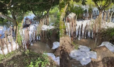 La filtración controlada con tablestacado y bolsas de arena.