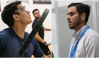 Set Cubillos, raquetbolista barranquillero, y Luis Restrepo, director de Indeportes. 