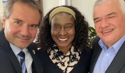 Neven Ilic, presidente de la Panam Sports; María Isabel Urrutia, ministra del Deporte y Ciro Solano, presidente del COC. 