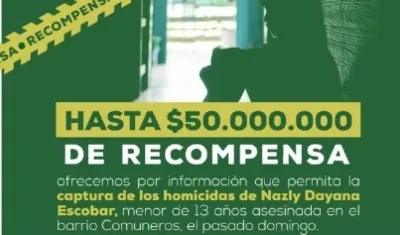 El cartel de la Policía de Cali en el que se ofrece la recompensa.