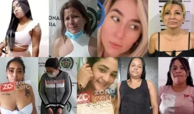 Nueve mujeres que son presuntas integrantes de bandas.