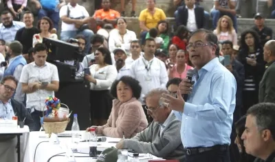 El Presidente Gustavo Petro durante la instalación del PMU en Ituango.