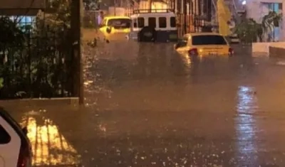 Inundación en uno de los barrios de Cartagena.