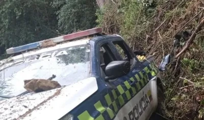 Momentos después del atentado a la Policía.