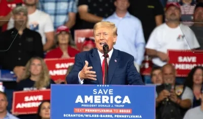 El expresidente Donald Trump durante su intervención.