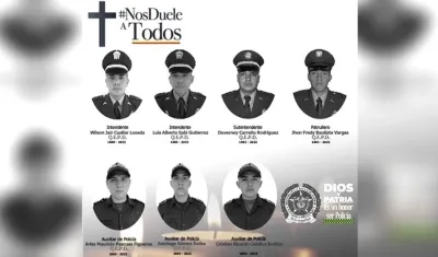 Los policías asesinados en el departamento del Huila.