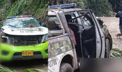 Patrulla en la que se movilizaban los policías que fueron asesinados.