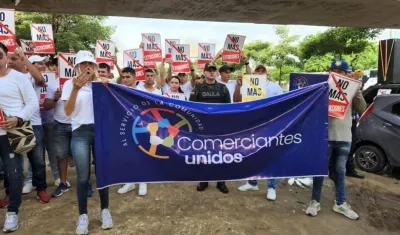 Marcha de este martes de comerciantes de Soledad y Malambo