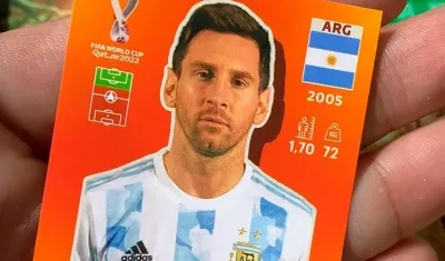 Estampita de Lionel Messi del álbum del Mundial de Catar 2022. 