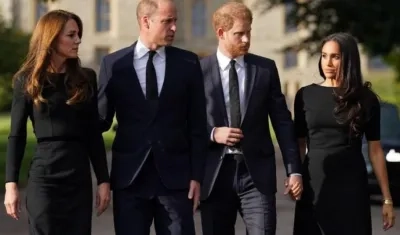 Guillermo y Enrique, y sus esposas Catalina y Meghan