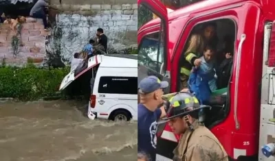 Momento en que eran rescatados los niños. 