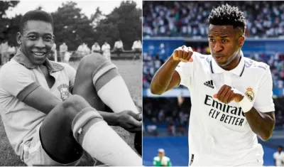 Pelé en sus épocas de jugador y Neymar. 