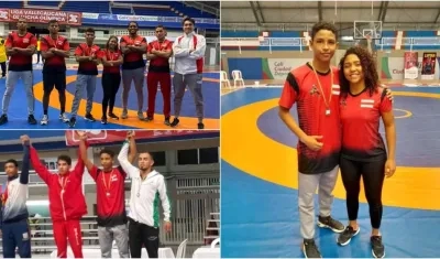 Luchadores del Atlántico durante el evento. 