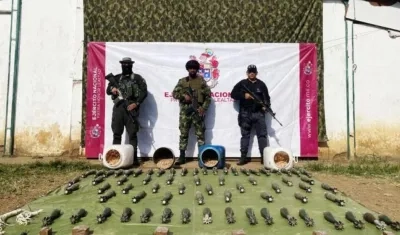 Incautación de las 67 granadas.