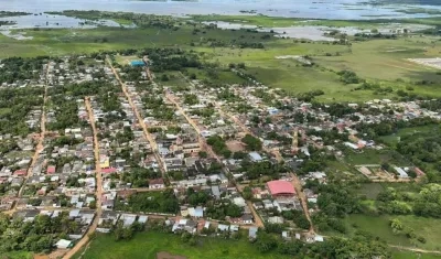 Vista aérea de San Benito, en La Mojana, uno de los más golpeados por el invierno.