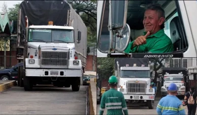 Camiones y uno de los conductores.