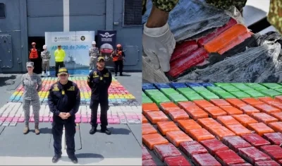 Cocaína incautada por la Armada Nacional. 