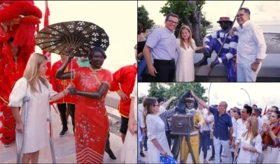 Las esculturas mostradas por la Gobernadora.