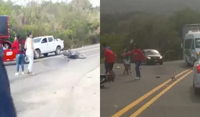 Aspecto del accidente en la Vía al Mar. 