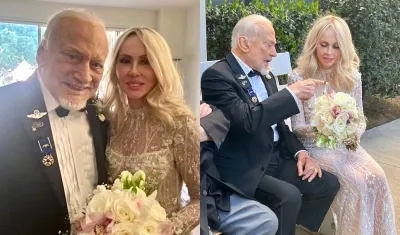 Buzz Aldrin con su nueva esposa.